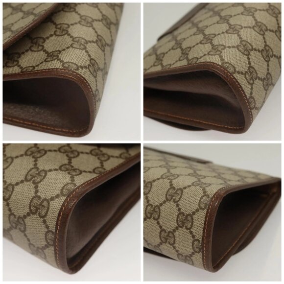 GUCCI GG Supreme Web Sherry Line Clutch Bag PVC Beige - Picture 16 of 16